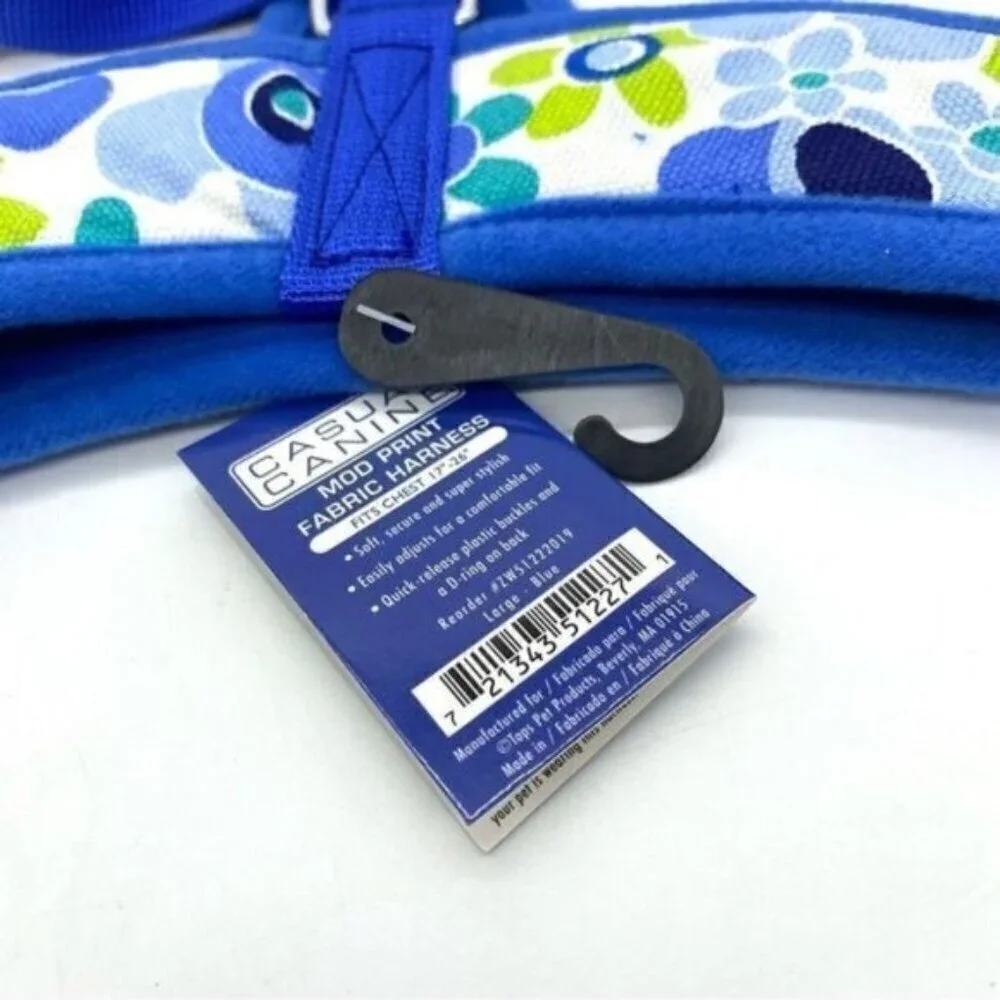 Dog Harness Casual Canine Blue Floral Mod Print Size Large New